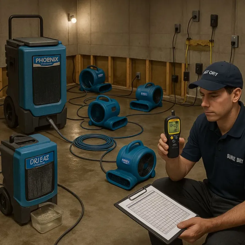 Structural Drying and Dehumidification process in Clint, TX